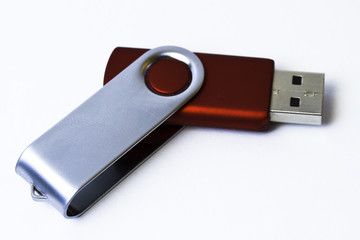 red USB Stick on white background