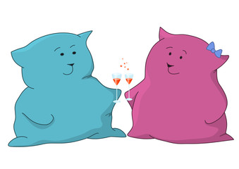 Kittens-pillows friends with glasses