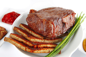 served meat with spices