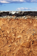asphalt road excavation earthquake cross section