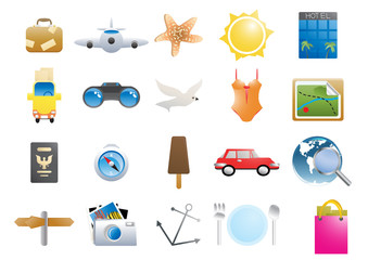 Vector illustration of holiday icons on a white background