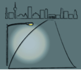 Berlin Silhouette mit Straßenlampe © Viola F. Holtz