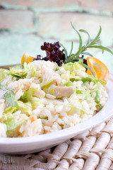 Poultry salad with rice