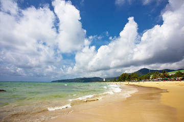 Tropical beach under blue sky. Thailand