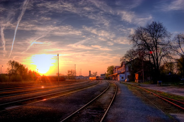 Sunset Over The Railroad Station