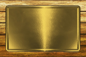 Gold plate on grunge wall