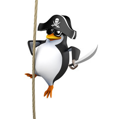 3d Penguin pirate swings into action