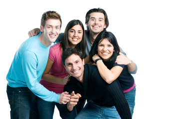 Happy smiling friends have fun together