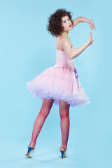 Naklejka premium curly brunette girl