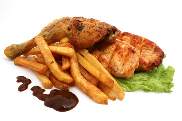 chicken breast and leg