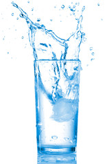 Water in glass isolated on white background