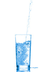 Water in a glass isolated on white background