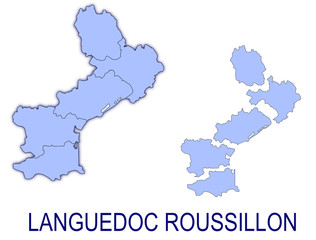 carte languedoc roussillon France départements