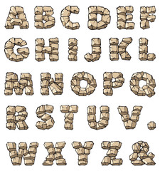 Stone alphabet, 26 letters, raster illustration