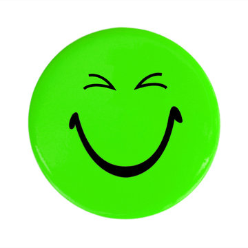 Green happy face button