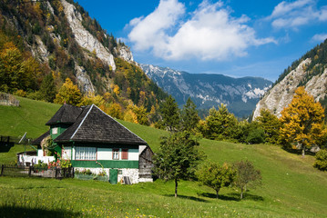 Mountain village in autumn