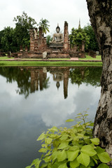 Fototapeta na wymiar seated buddha sukothai thailand