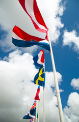 many international flags in row