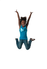 Girl jumping happy