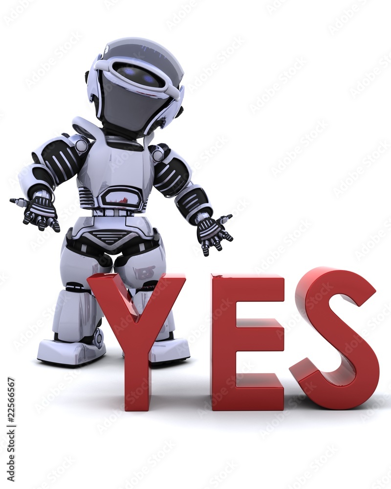 Sticker robot with yes sign