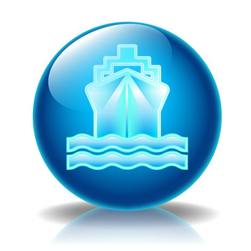 Cruise ship glossy icon
