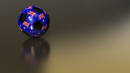 Glossy Australia soccer ball on golden metal