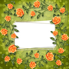 grunge paper for congratulation with painting rose