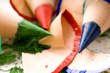 Sharpened pencils and wood shavings