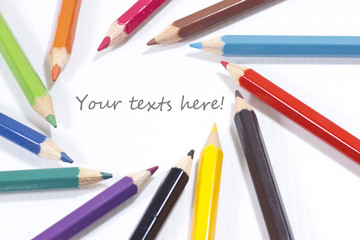 Pastel pencils in 12 colors focus on text message