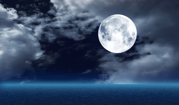 The full moon over water