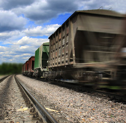 Cargo train in motion