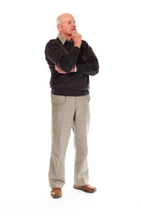 Senior older man standing and thinking