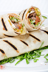 Tortilla Wrap Cut in Half.