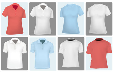 Vector. Colored polo shirts and T-shirts (men and women).