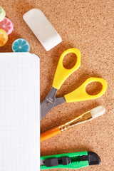 view of the office tools on cork board.