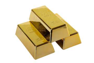 gold ingot with hand made clipping path