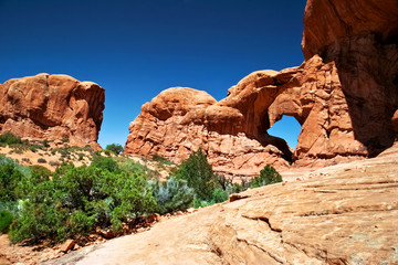 Fototapeta premium Sunny day in Arches Canyon. Utah. USA
