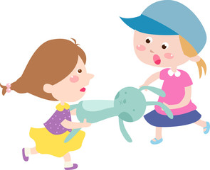 Competition for the two little girls a rabbit