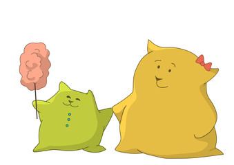 Mother and child pillows with candyfloss