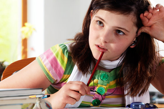 teennager girl doing homework 10