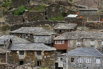 Pena, very old little mountain village, made of shale, Portugal