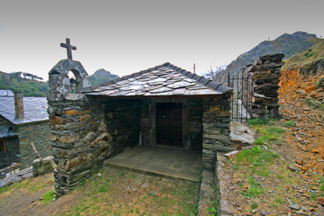Pena, very old little mountain village, made of shale, Portugal
