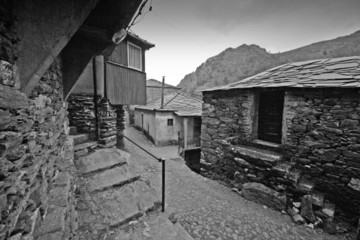 Pena, very old little mountain village, made of shale, Portugal