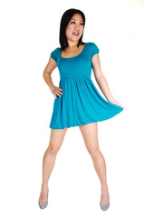 Chinese girl in short dress.