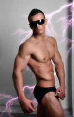 Athletic man with six-pack abs