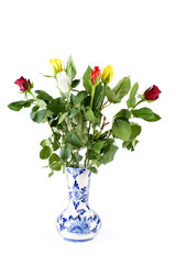 colorful roses in a dutch vase