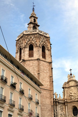 Obraz premium Miguelete bell tower and cathedral Valencia city Spain