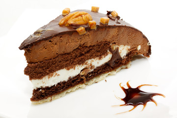 cake truffle with black chocolate sauce