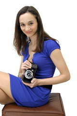 casual young woman photographer