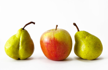 Fresh apples and pears close-up.